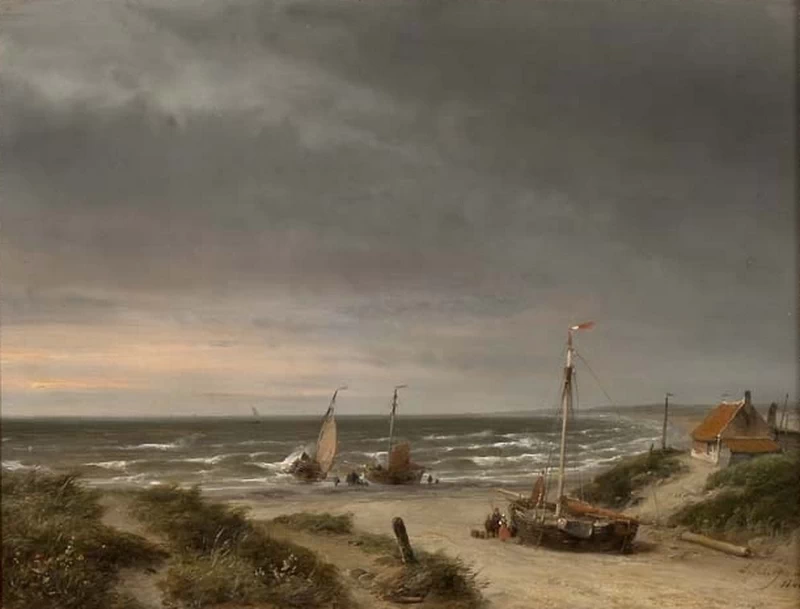 Scena sulla spiaggia con chiatte - Maritime Museum Rotterdam